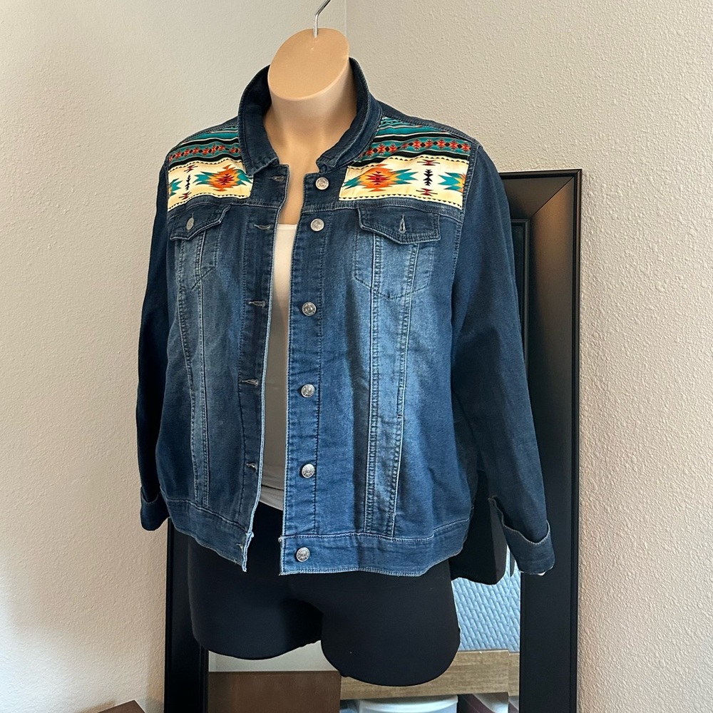 Custom Denim Jacket with Native American Print